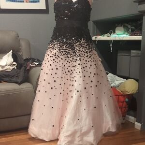 Elegant Black and Pink Prom Dress